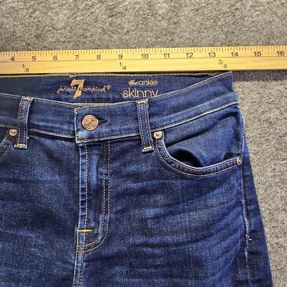 7 For All Mankind Jeans Womens 27 Blue The Ankle Skinny Stretch Mid Rise - Picture 7 of 10